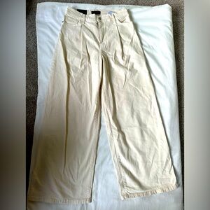 Banana Republic high rise wide leg jeans with pleated front, Ecru (beige)